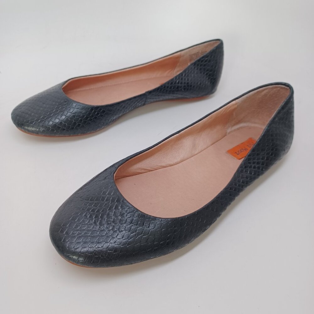 Miz Mooz Shoes Black Leather Ballet Flats Phaedra Reptile Snake Embossed Size 7 - Picture 7 of 15